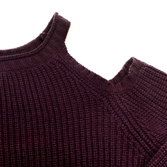 Elodie Purple Cold Shoulder Knit Sweater XL - Picture 6 of 8